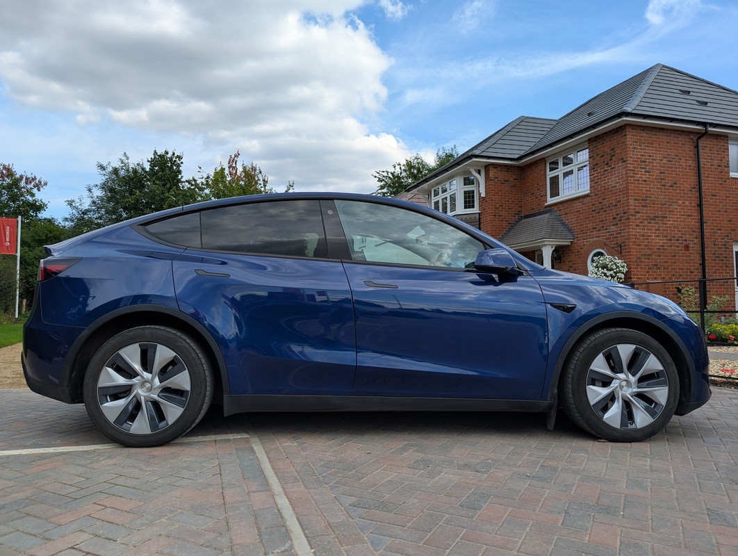 Tesla Model Y with factory wheels