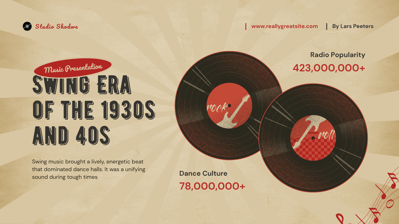 Cream Red Vintage Retro Music Presentation