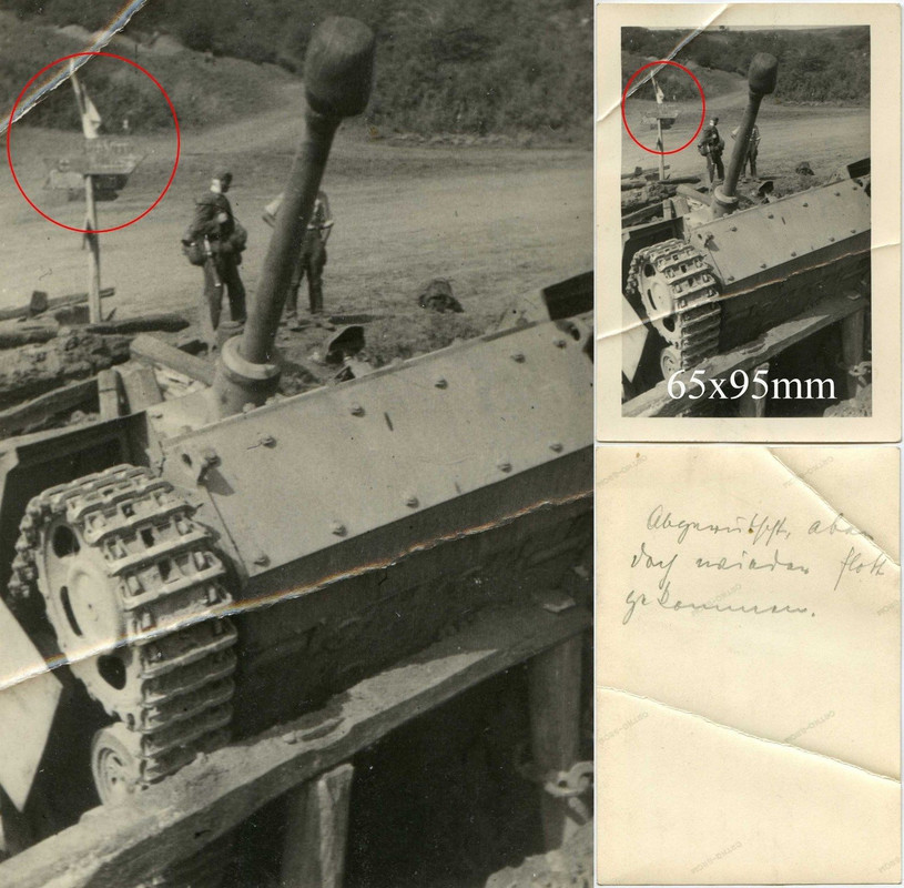 Sturmgeschütz III (SdKfz 142) Gebrochene Brücke Russland Wegweis