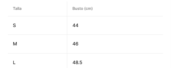 Guía de tallas