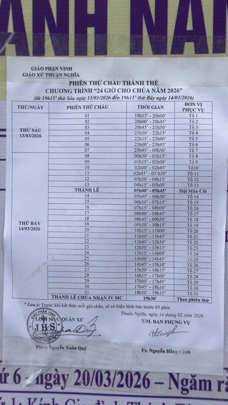 Bảng Yết Ngắm Mùa Chay 2026.