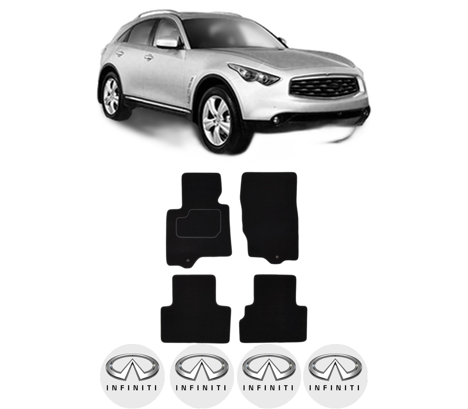 Set Covorase Presuri INFINITI FX din 2003-2008, Auto, Material Textil Mocheta, 4 Stickere auto cu INFINITI
