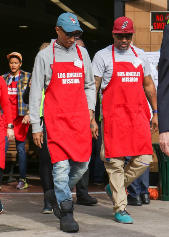 Pharrell & Family In Los Angeles Mission (December 21, 2018)
