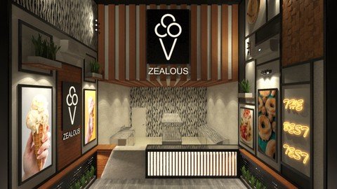 3Ds Max & Vray - Design 3D Modern Shop Project In 4.5 Hrs.