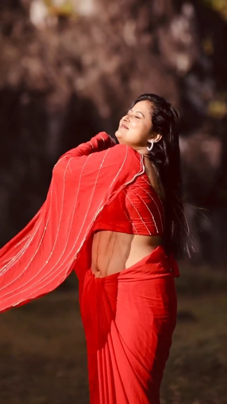 anisha sexy navel in red saree mp4 snapshot 00 03 562