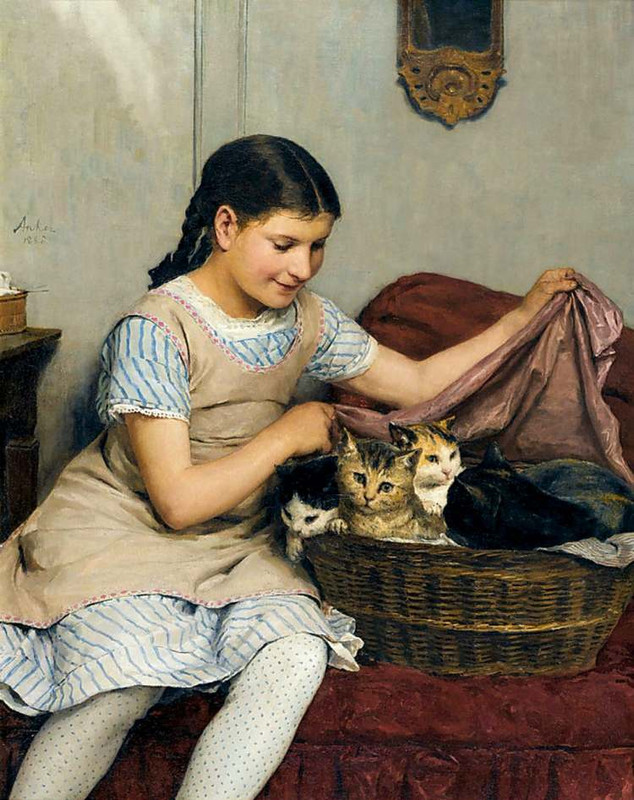 2-albert-anker-m-dchen-mit-Katzen-1862