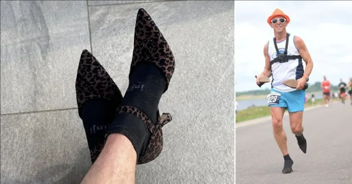 Hombre establece récord mundial Guinness al correr medio maratón en tacones