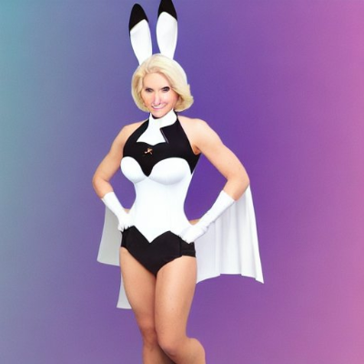 The White Rabbit, a female superhero in a white costume with rabbit ears