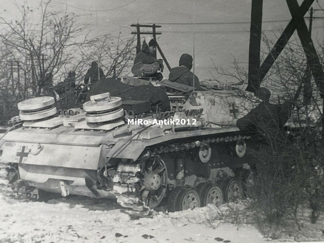 Foto, Wk2, Sturmgeschütz im Schneetarn in Feuerstellung.