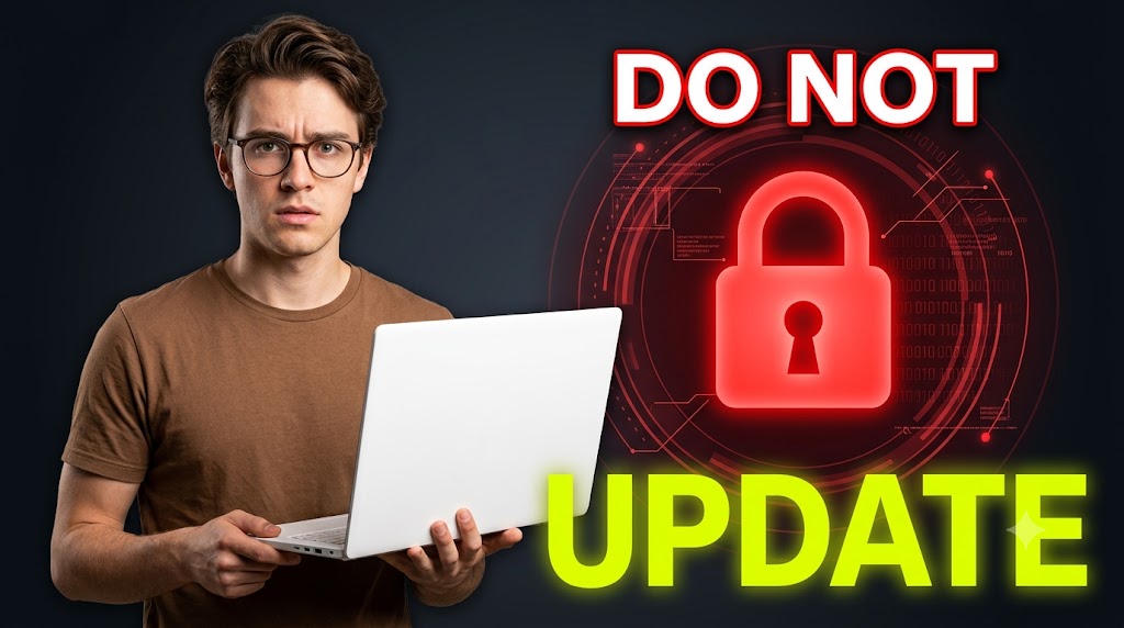 AI-generated example result for the youtube-thumbnail prompt: Tech Review & Unboxing – "DO NOT / UPDATE" | Tech Review And Unboxing Youtube Thumbnail AI YouTube Thumbnail Prompt