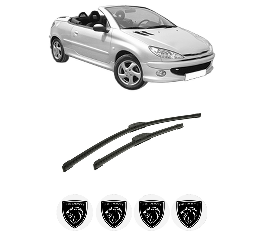 Set stergatoare auto PEUGEOT 206 CC (2D) din 2000-2007, pentru parbriz auto, 2 bucati, Bosch Aerotwin Retrofit, din cauciuc siliconat rezistent, 4 Stickere Auto PEUGEOT