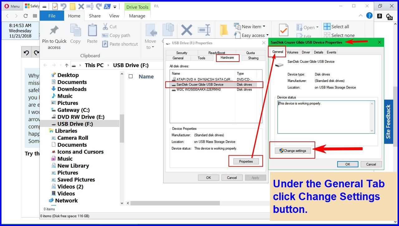 Ejecting Hard Drives and Flash Drives.. Windows 10 Support