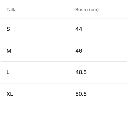 Guía de tallas