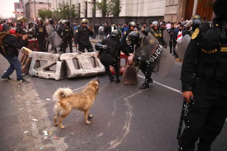 Policía peruana reprime con gas lacrimógeno a seguidores del expresidente Castillo