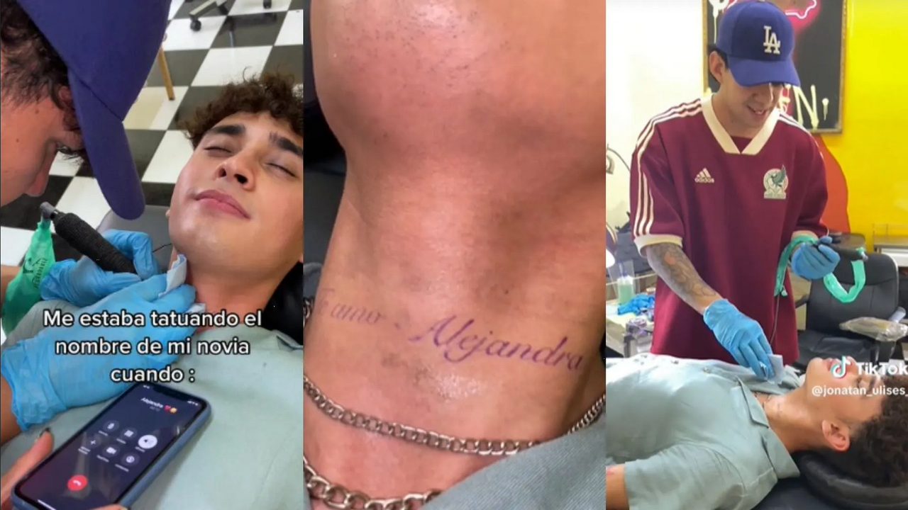 Mujer es viral por terminar con su novio mientras él se tatuaba su nombre (Video)