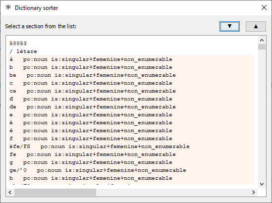 Dictionary sorter alt text