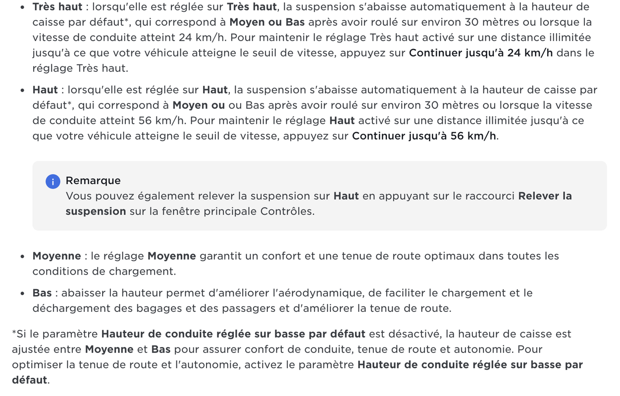 Hauteur suspenssion Tesla