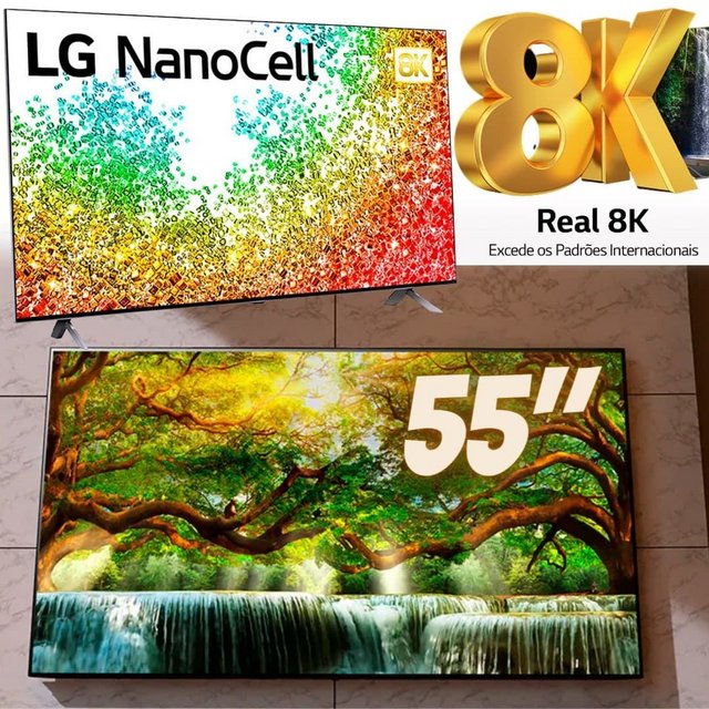 Smart TV Nanocell 55″ LG 55NANO95 UHD 8K Bluetooth, Wifi, Webos 6.0, Dolby Vision, Full Array Local Dimming, Inteligência Artificial, Google Alexa