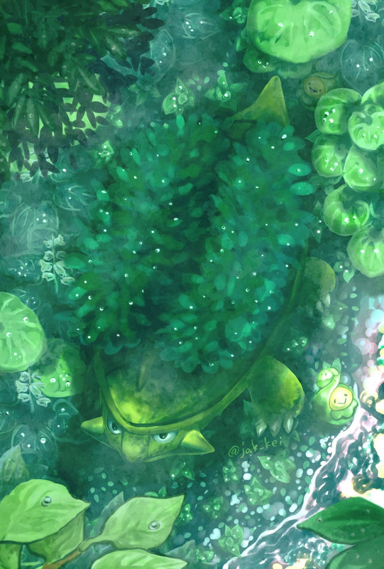 budew-and-grotle-pokemon-drawn-by-wakami