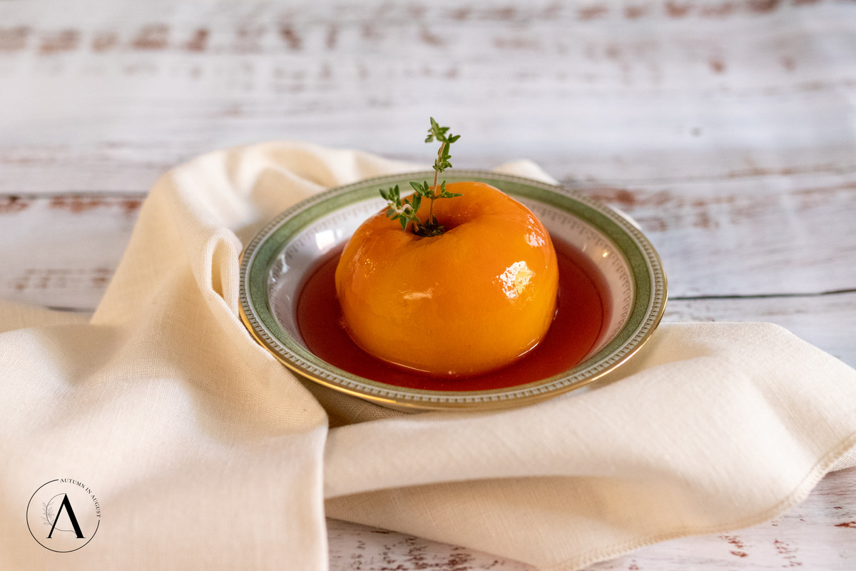 White Wine & Thyme Poached Peaches White Wine & Thyme Poached Peaches