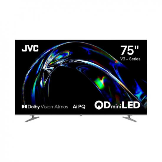 Televisor JVC de 75 pulgadas QD Mini LED con Google TV y diseño frameless elegante