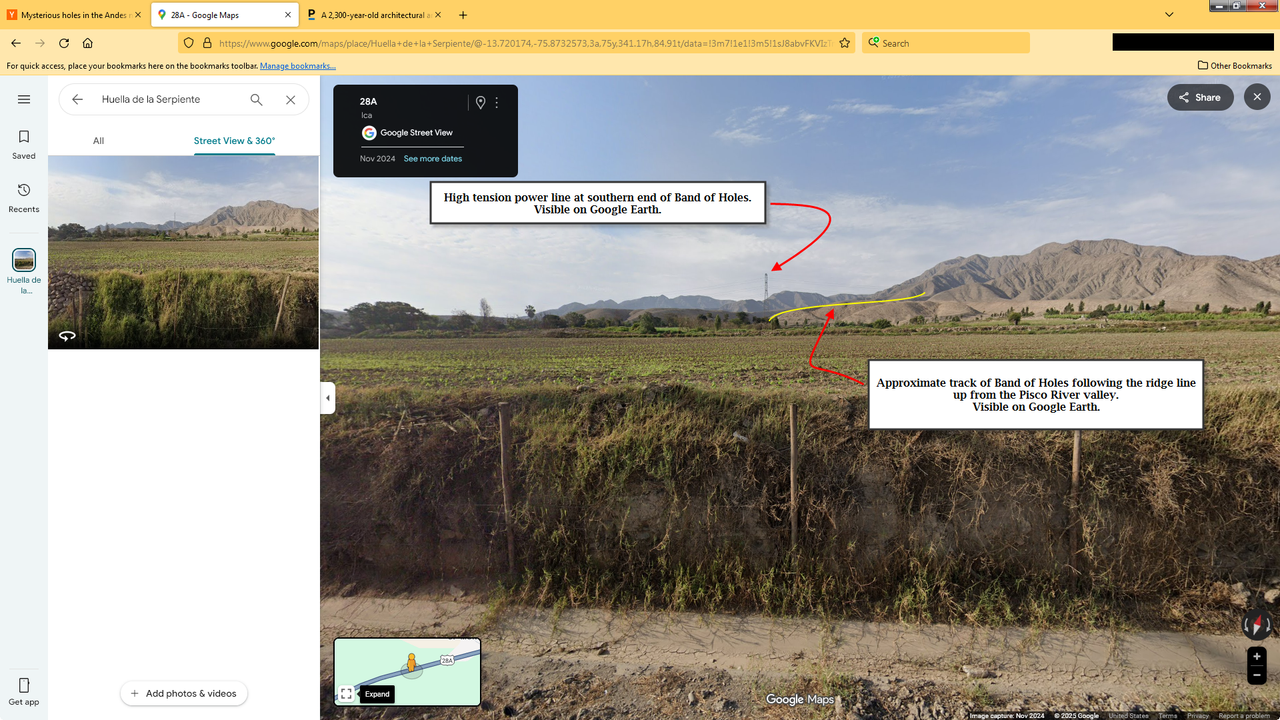 Huella de la serpiente street view annotated