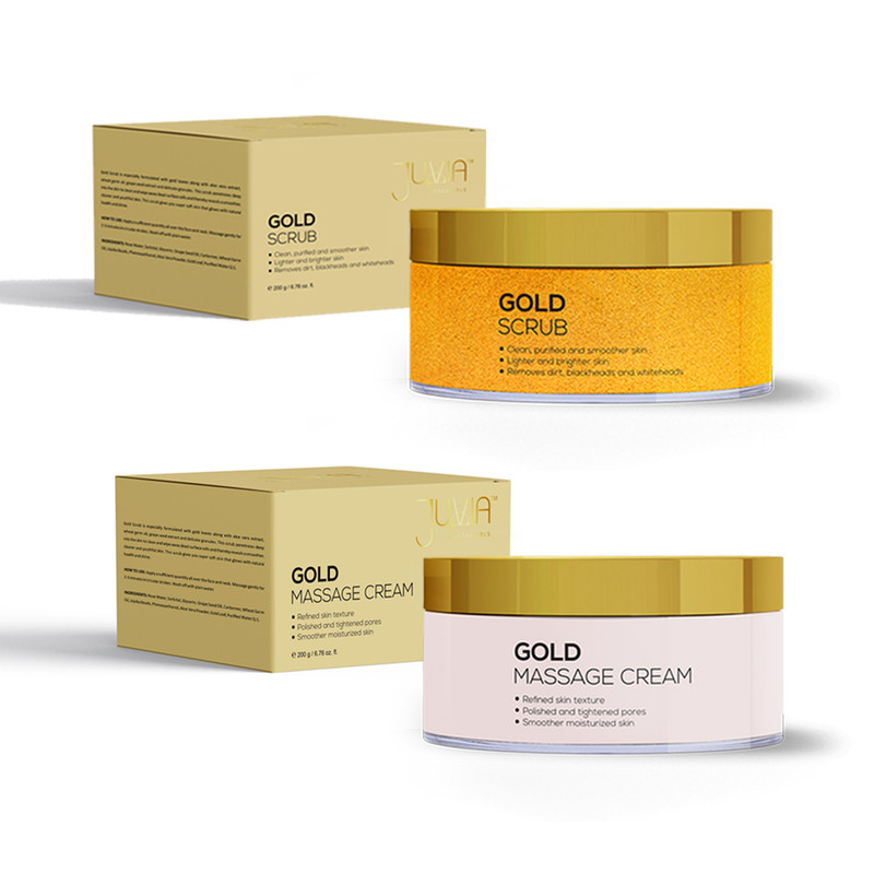 Gold Facial Scrub-200-g & Gold Massage Cream-200g | Skin Care Combo