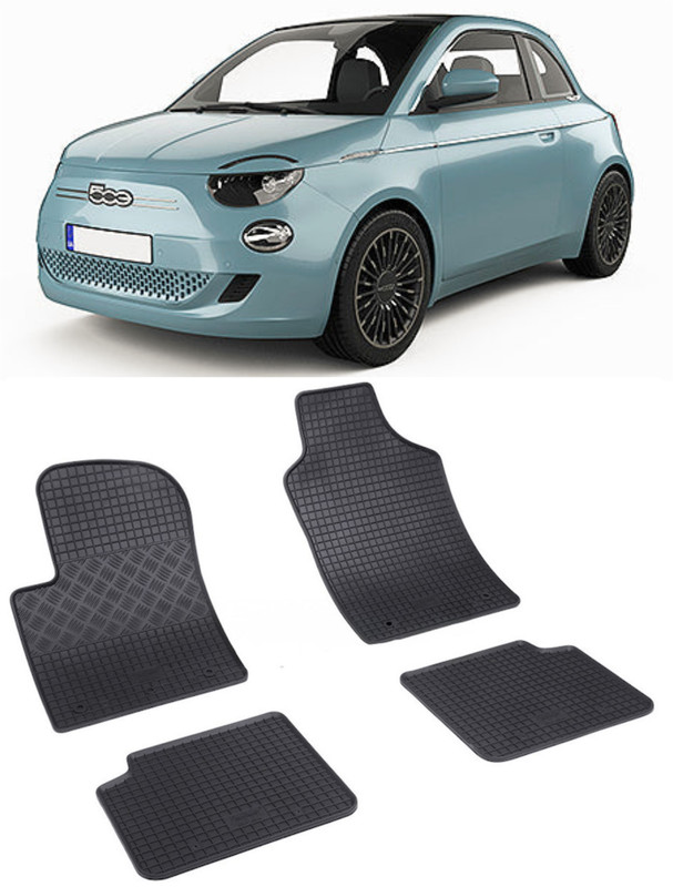 Set 4 covorase Fiat 500 Hybrid 2020-prezent, din cauciuc 100%, compatibile cu autoturismul FIAT 500