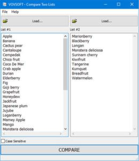 VovSoft Compare Two Lists 1.3 Portable