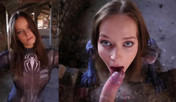 Spider Girl Hermione Potter Sucks Cock In An Abandoned Building