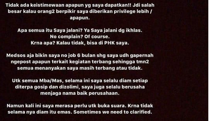 Klarifikasi Cyndyana Lorens