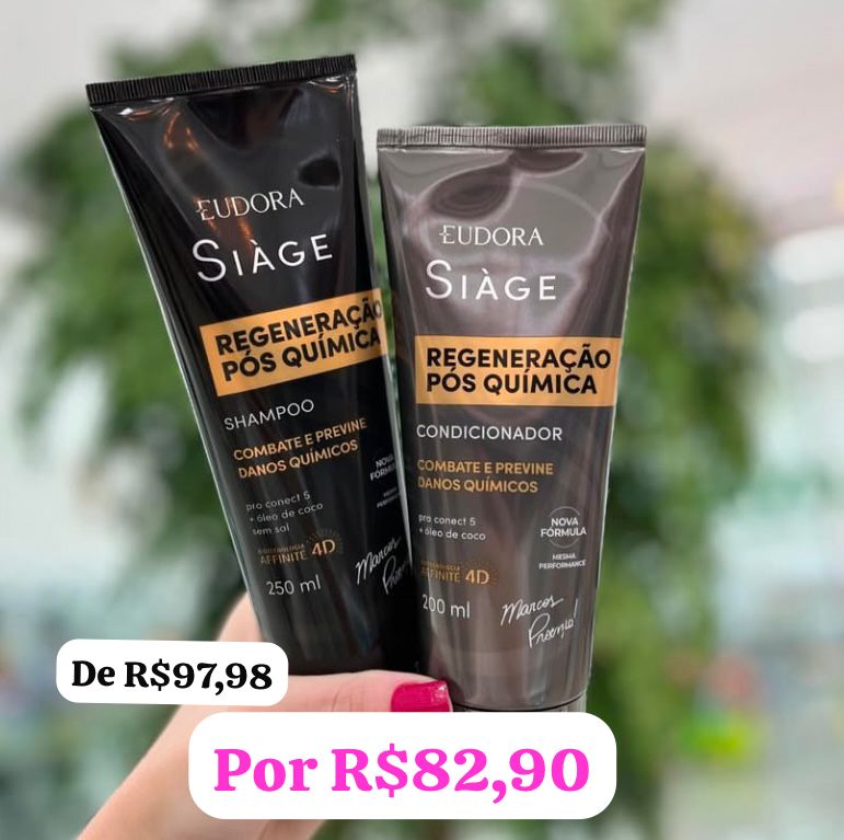 Combo Siàge Regeneração Pós Química: Shampoo 250ml + Condicionador 200ml