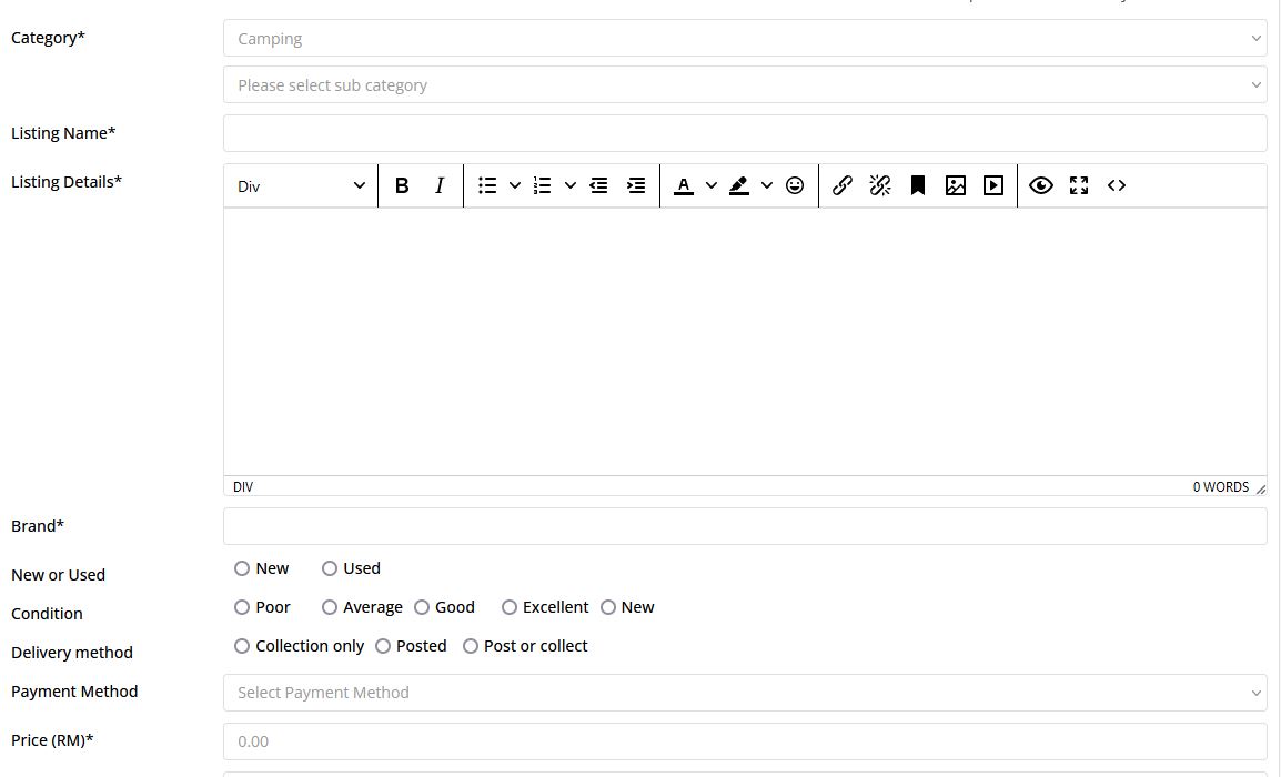 Listing Form