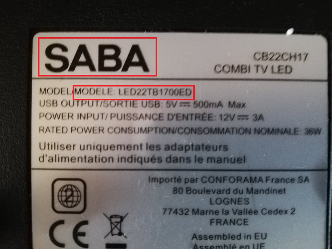 [ Résolu ] Téléviseur SABA 22TB1700ED (CB22CH17) – depanetout