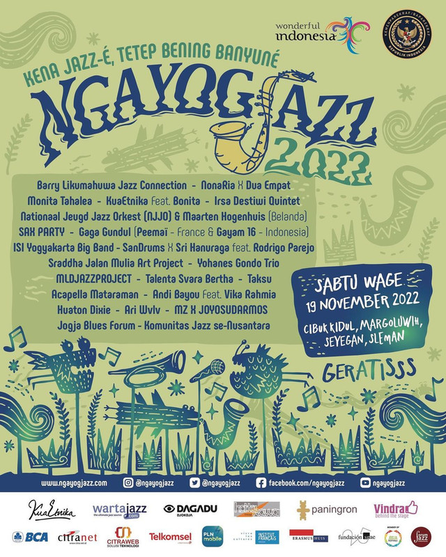 Daftar line up musisi yang akan mengisi panggung di Ngajogjazz 2022.