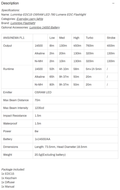 Lumintop EDC15 - 1 x AA / 1 x 14500 Flashlights - BudgetLightForum.com