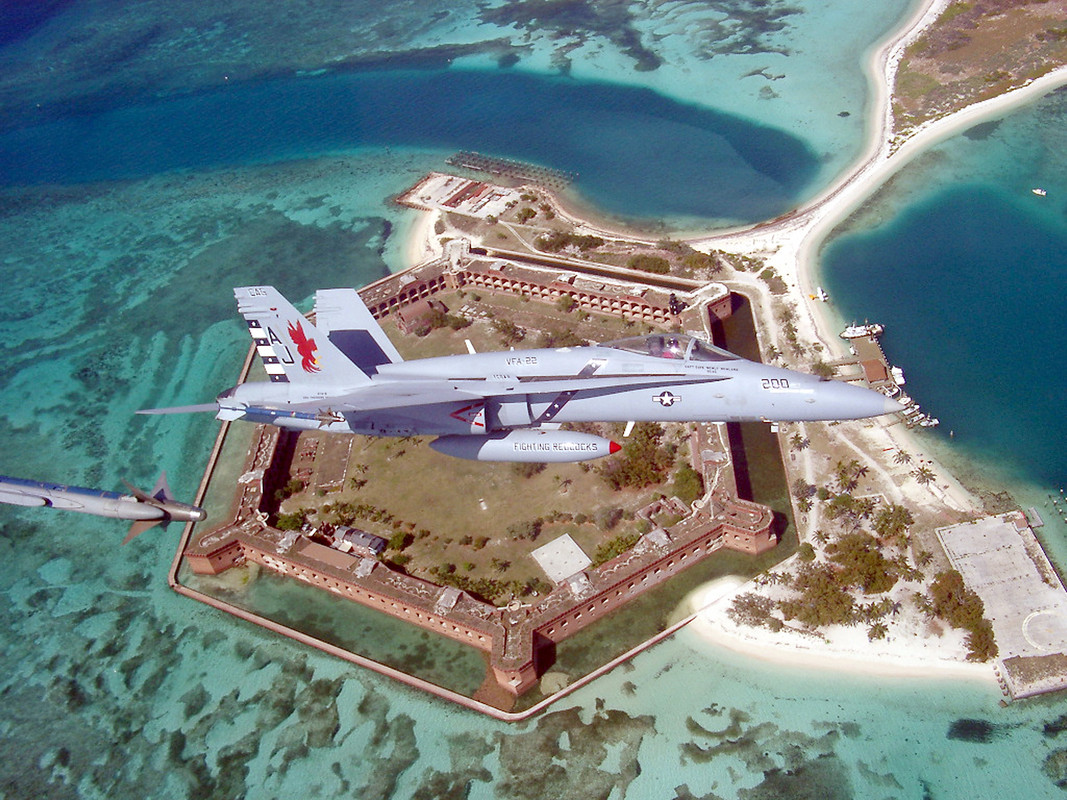 F-18-C-Hornet-over-Fort-Jefferson-Nation