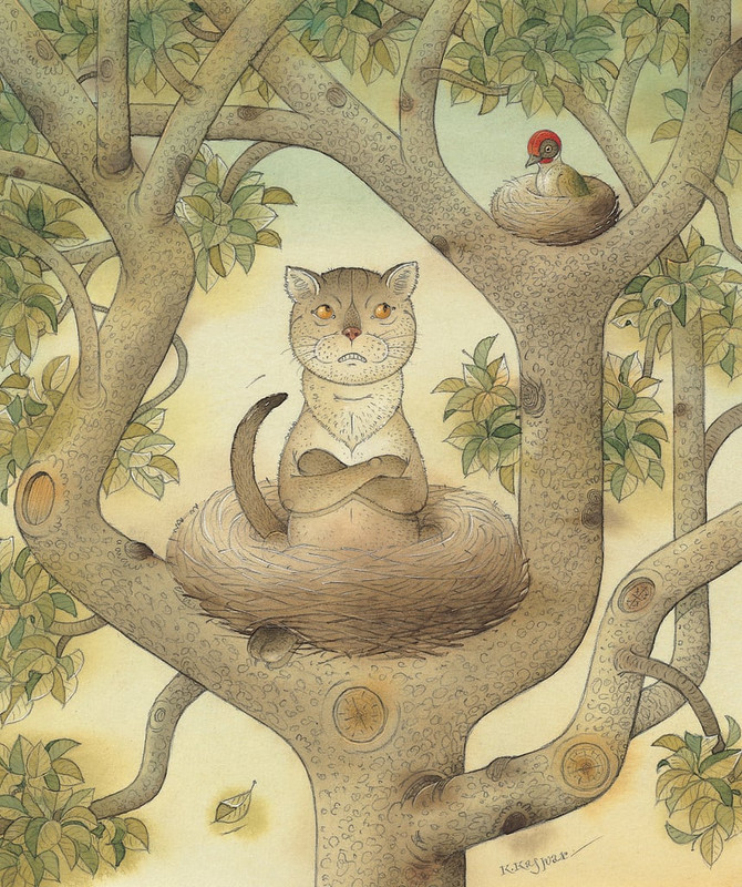 Kestutis-Kasparavicius-Flying-Cat-1005-wc-on-paper-Meister-Drucke-591636