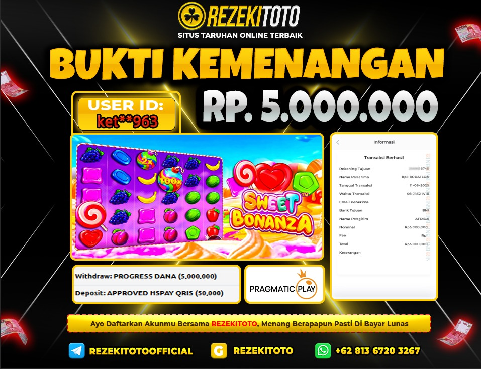 BUKTI KEMENANGAN 11 JUNI 2025 SWEET BONANZA 5 JUTA 