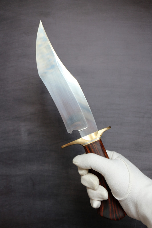 Stroker Bowie D2 hand satin 8.7 inch Blade Ironwood (1)