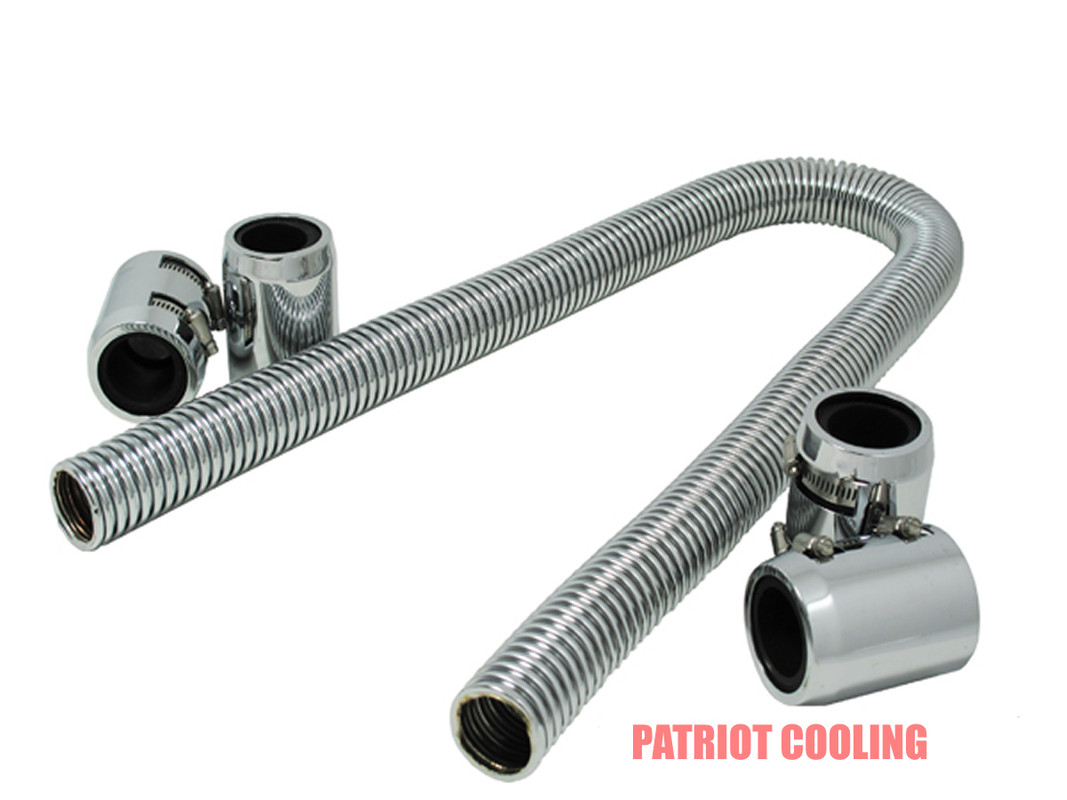 1930 Ford Model A Radiator Hose Kit 48/" Chrome with 4 Couplings
