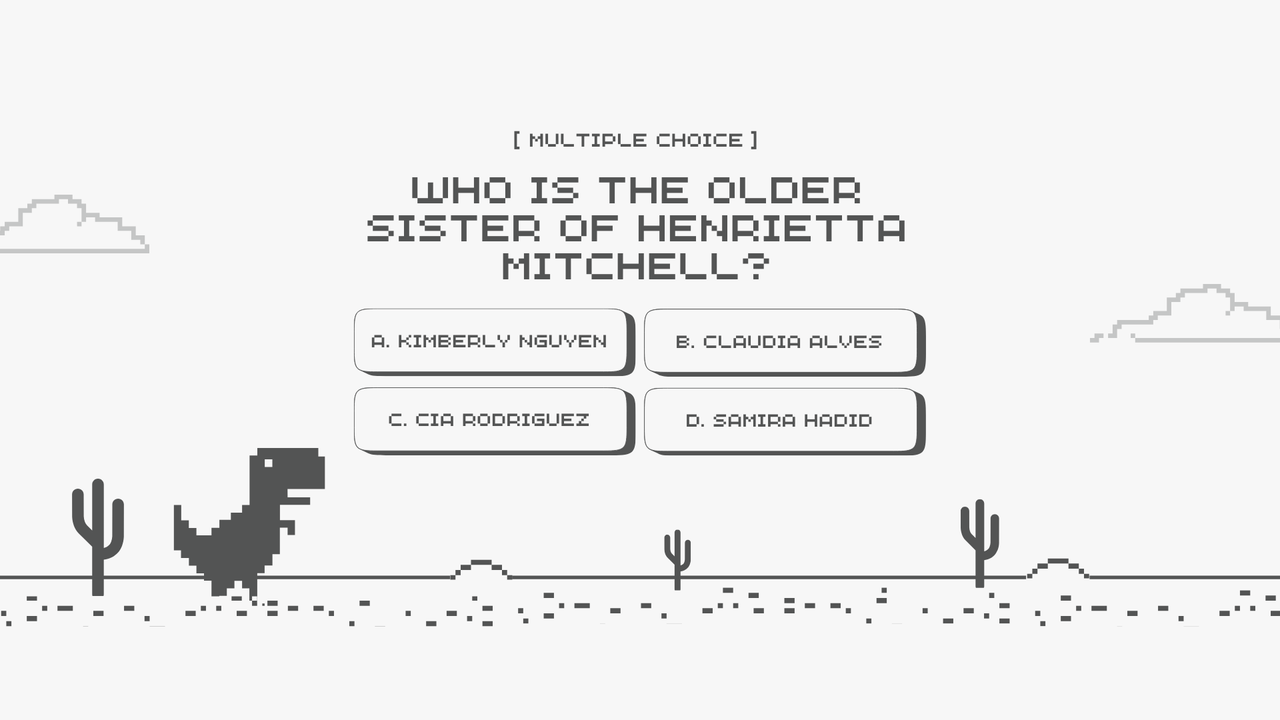 White Gray Modern Pixel Dino Trivia Game Night Presentation