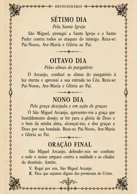 Página da novena a São Miguel Arcanjo