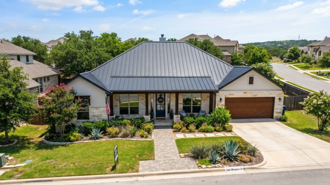 Metal roof on a residential home in San Antonio Texas ready for sale