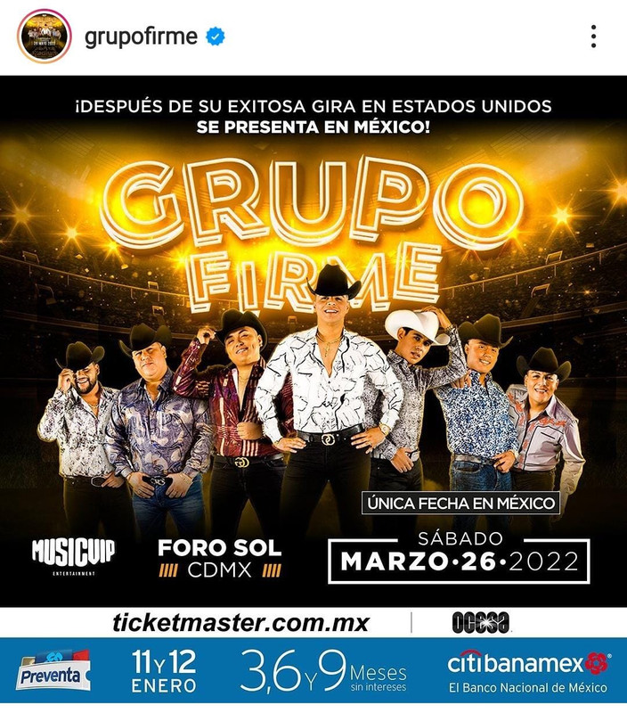 Grupo Firme anunció concierto en la CDMX para este año 2022