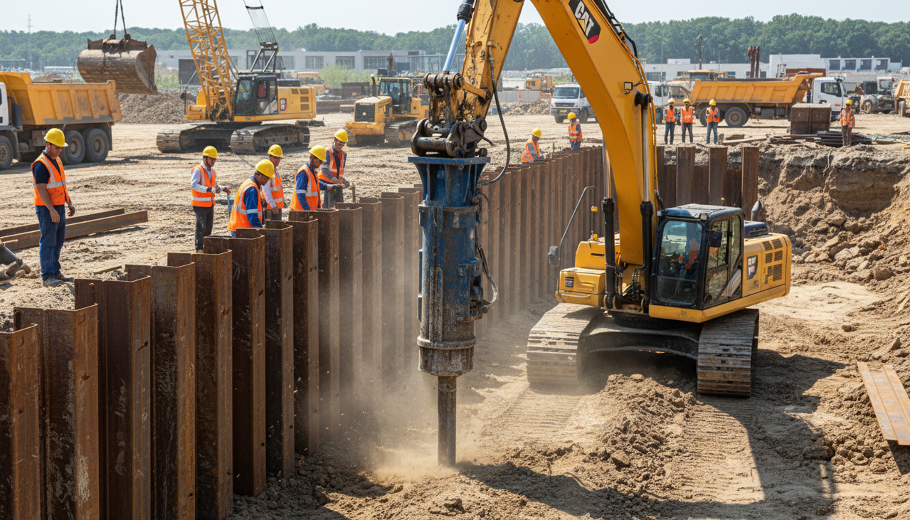 Погружение шпунта Ларсена: цены, методы, технология