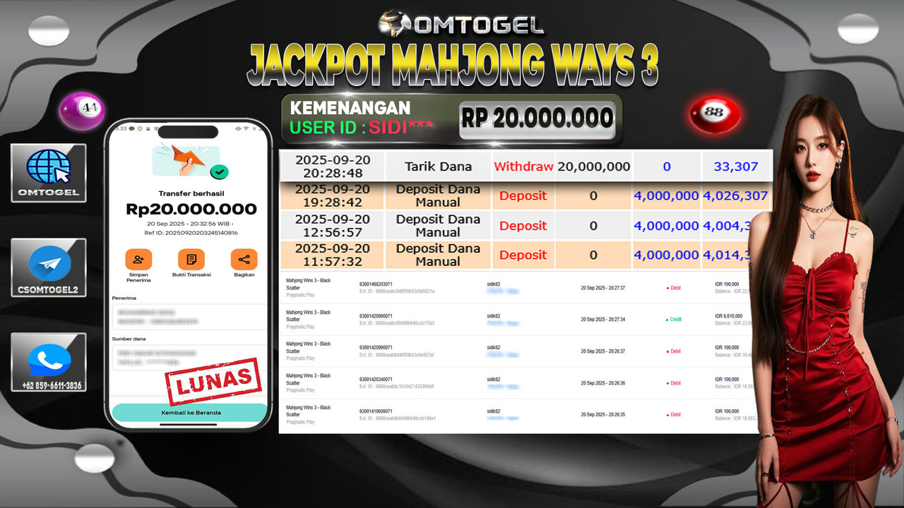 OMTOGEL JACKPOT PRAGMATIC PLAY MAHJONG WINS 3 - BLACK SCATTER 20 JUTA DI BAYAR LUNAS ,-