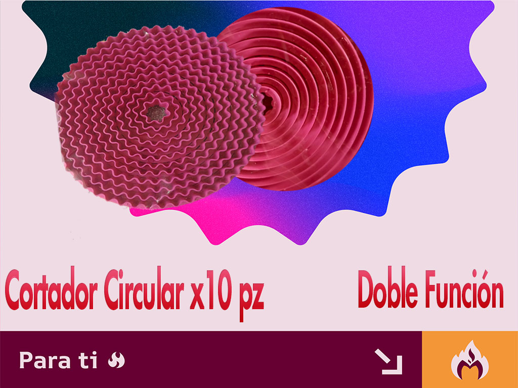 Cortador redondo doble función circular pasta fondant 10 pz