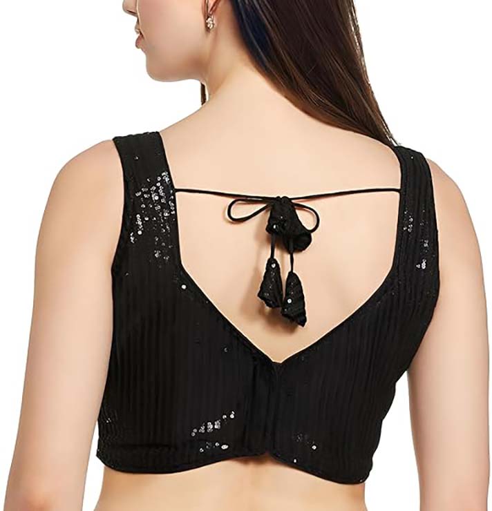 Women Georgette Blouse Sequin Work Full Sticth Sari Blouse Traditional Partywear - Picture 4 of 34