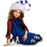 christmas_elf_girl_with_boston_terrier_puppy 46